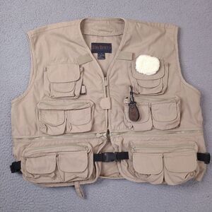 Rio Bravo Fishing‎ Vest XL Sleeveless Brown Pocket Outdoor Safari Utility Cargo
